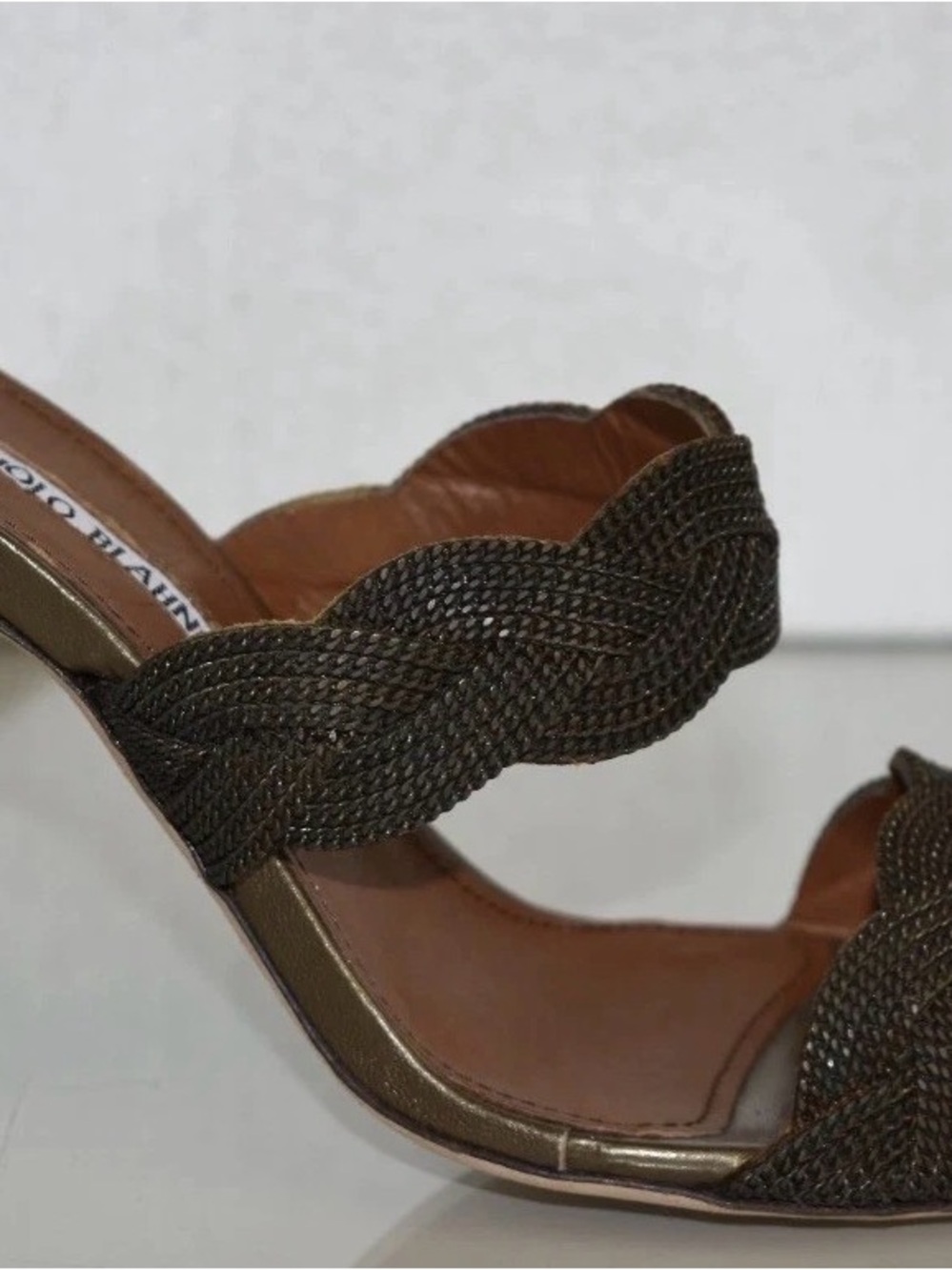 Manolo Blahnik Bronze Braided Double-Strap Mule - Picture 6 of 6